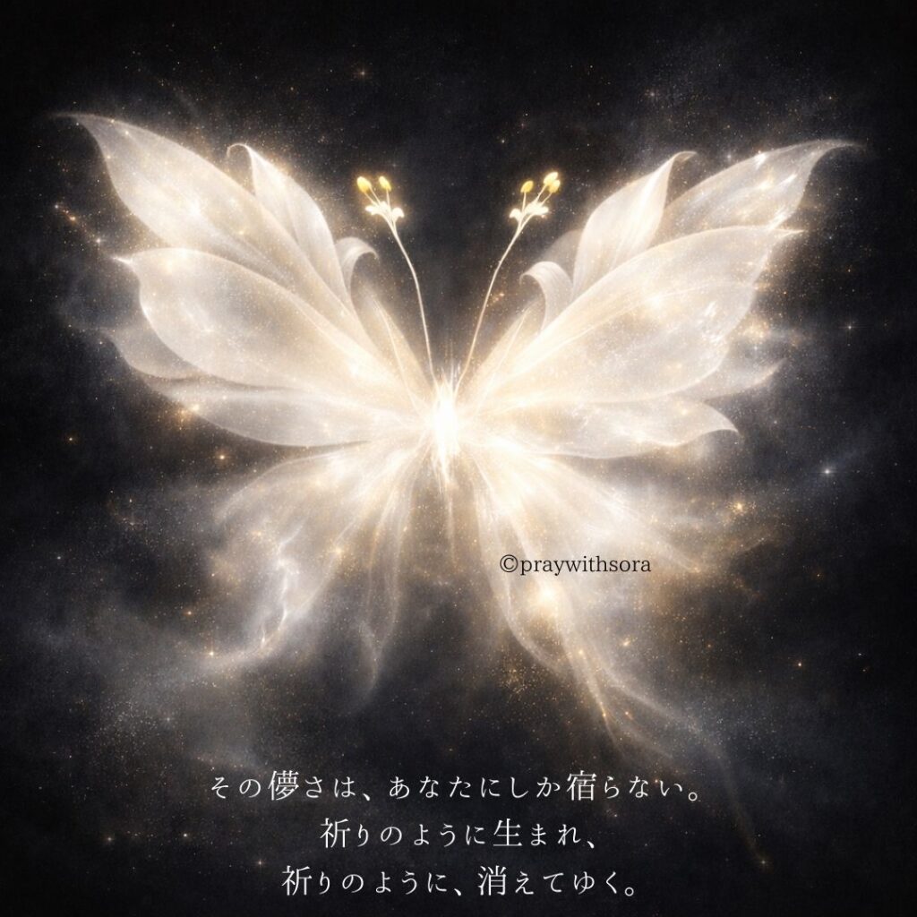 その儚さは、あなたにしか宿らない。祈りのように生まれ、祈りのように、消えてゆく。